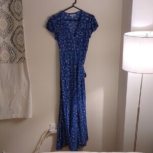 Amuse Society S Blue Floral Wrap Maxi Dress
